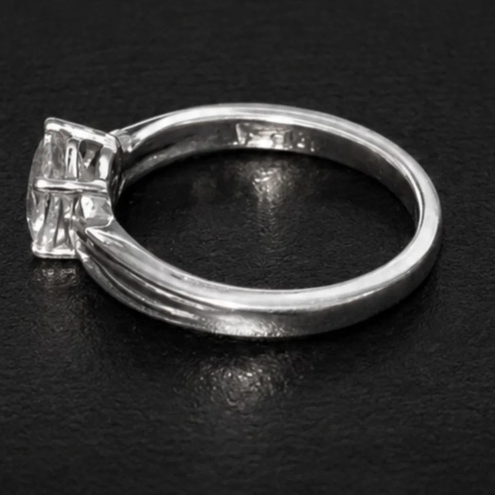 Square Colorless Rhinestone Sterling Silver Engagement Ring Size 6‎ R-TN41